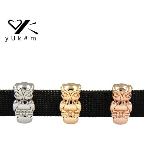 YUKAM Cute Small Animal Slider Owl Slide Charms Keeper for Leather Wrap Keeper Bracelets Handmade DIY Jewelry Accessories Making