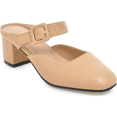 2019 new wild womens shoes spring and summer square head with 40-48 Baotou sandals tide 19218