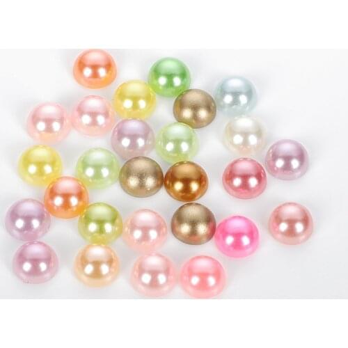 Acrylic Beads Imitation Pearl Half Round Flatback Black Red Pink DIY Bead For Jewelry Making Accessories 2/3/4/5/6/8/10/12/14 MM