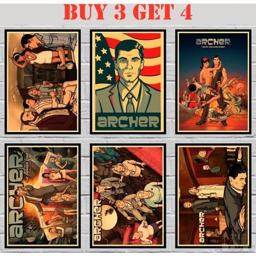 Anime Archer Kraft paper Poster Cartoon Still Painting Abstract Funny Fancy Wall Sticker 42X30cm