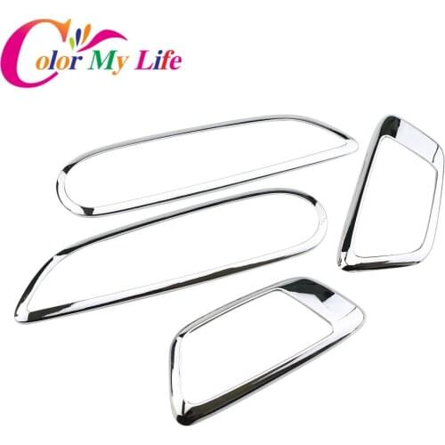 Color My Life Abs Chrome Inner Trim Door Hand Clasping Decorative Ring Sticker for Ford Ecosport Fiesta MK7 Auto Accessories