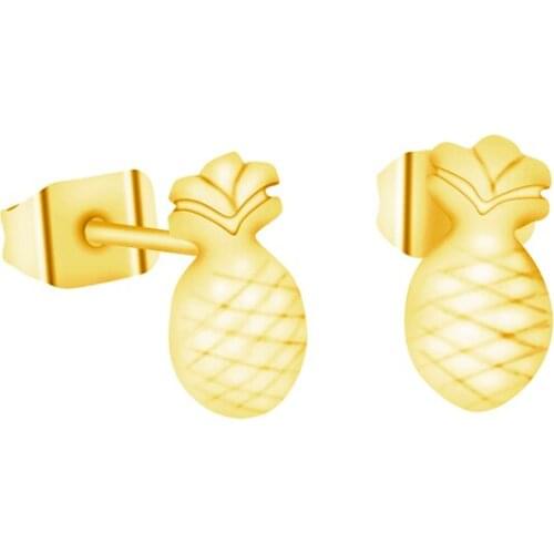 V Attract Boho Summer Beach Pineapple Stud Earrings Women Men Fashion Fruit Jewelry Stainless Steel Pendiente Feminino