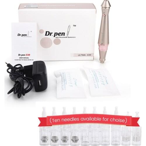 Dr Pen E30-C New Design Golden Microneedling Derma Pen Wired Electric Dermapen Rolling Skincare Treatment with 12pcs Needles Set