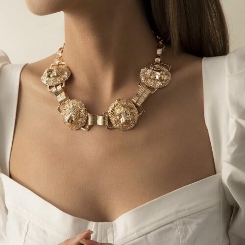 European and American jewelry fashion personality exaggerated hip-hop style clavicle lion head accessory necklace for female