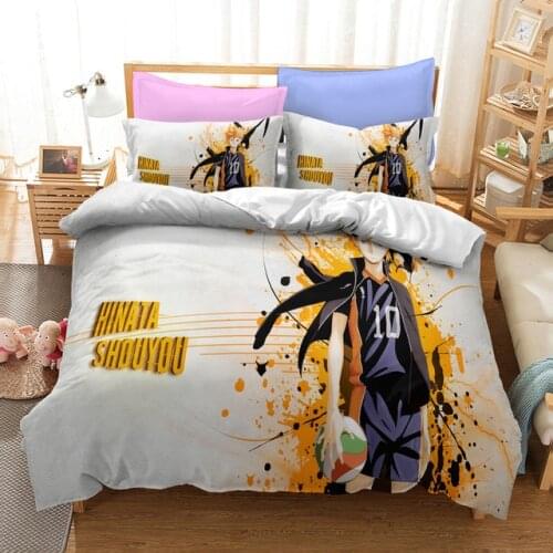 Haikyuu! Bedding Sets Cartoon Quilt Bed Cover Anime Duvet Cover Pillow Case 2-3 Pieces Sets Adult Children Shoyo Hinata
