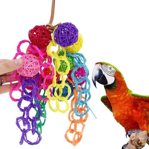 Pet Bird Toys Colorful Rattan Balls Strings Parrot Bite Chew Toys Bird Accessories Supplies Pet Parrot Toy Random Delivery