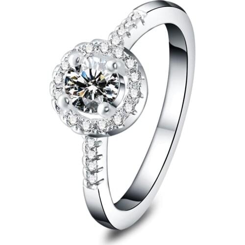 New Fashion 925 Sterling Silver Ring Zircon Crystal Queen Ring For Woman Wedding Wedding Jewelry Gift