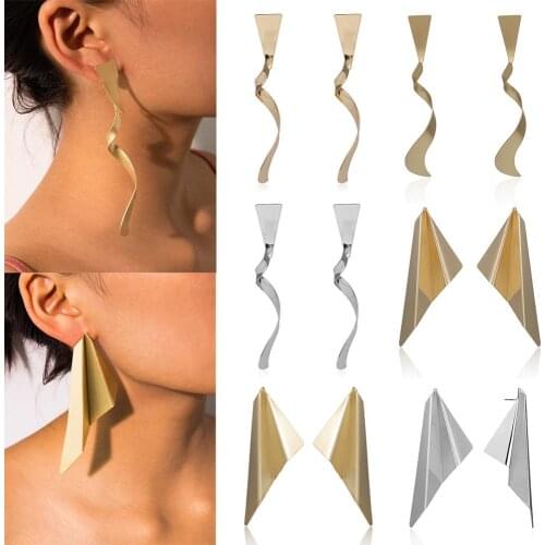Creative Simple Fashion Modern Business Earrings Geometric Shape Drape Ear Stud Ear-drop Jewelry Gifts for Women