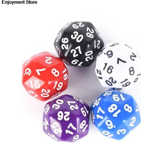 1PC 5 Colors 25mm 30 sided Dice High Quality Plastic Cubes Dice