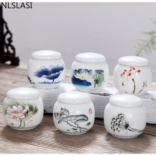Matte ceramic jar small tea caddy porcelain storage travel tea box portable sealed coffee canister storage tank tea container