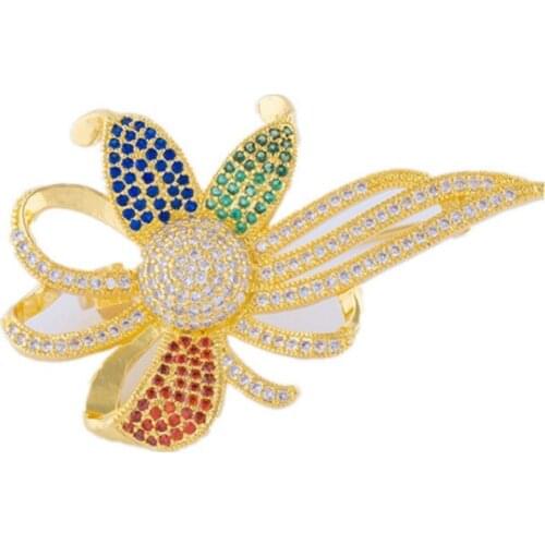 Copper Micro-inlaid Zircon New Autumn Winter Without Nickel CZ Brooch Hijab Pin Color Pearl Brooch Fashion Accessories Gift