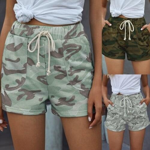 Fashion Summer Women Printing Camouflage Shorts European & American Korean Girls Camouflage Print Drawstring Clothes Street Wear