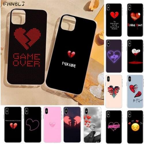 FHNBLJ Broken Heart Soft black Phone Case for iPhone 8 7 6 6S Plus X 5S SE 2020 XR 11 pro XS MAX