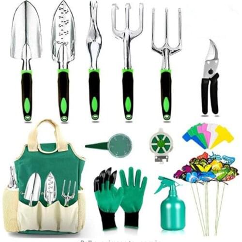Garden supplies aluminum alloy set 13-piece garden tool set silicone two-color handle shovel