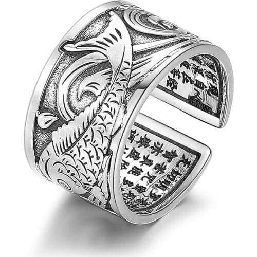 2021 New Original Design koi fish Pattern Opening Ring Fashion Minority Charm Men and Women Wear Brand Ring