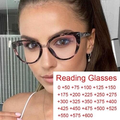 Presbyopia Reading Glasses 2021 Anti Blue Light Computer Cat Eye Glasses Woman Brand Designer Eyeglasses Frame Oculos De Grau