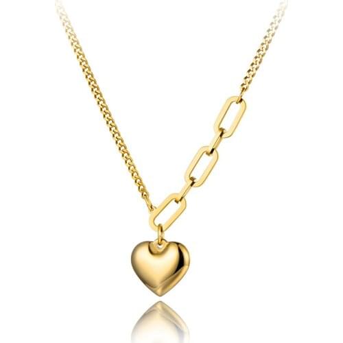 Fashion Titanium Stainless Steel Lovely Heart Charm Pendant Necklaces Bohemia Chain Choker Necklace For Women N20133