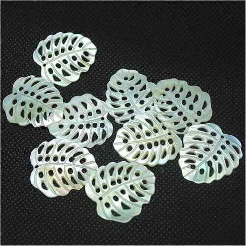 7PC White Leaf Natural Shell Pendants For DIY Bracelets Making Accessories Size 23x25MM Mother Of pearl Jewelry Findings