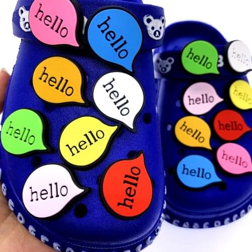 10PCS/Set Mix Cartoon Shoes Charms Silicone Hello Icon Decoration For Croc JIBZ Wristband Accessories Kids Party Gifts