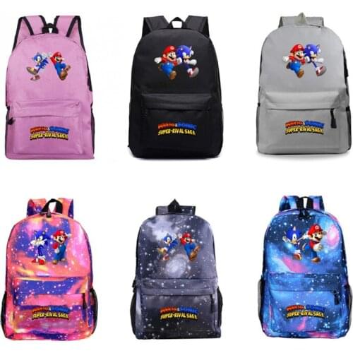 Super Mario Cartoon Popular Game Pattern Student School Bag Mens Creative Fashion Backpack Ladies Outdoor Travel Cute Backpack