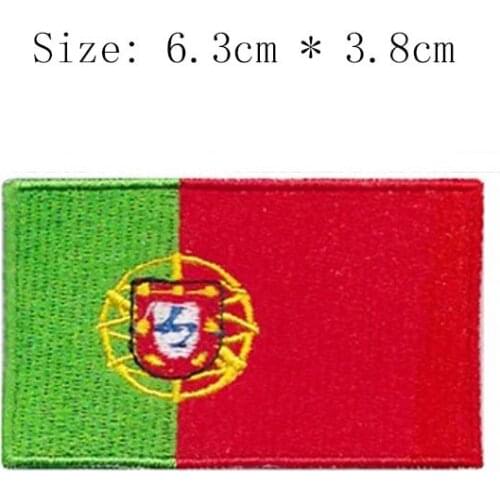 Portugal embroidery flag Wholesale price city falg ironing full stitches left chest badges for clothes military caps football