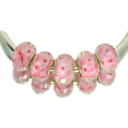 Pink Acrylic Bead Vintage Big Hole Beads Fit Bracelet & Bangle DIY wholesales 10 pcs/lot beads for jewelry making abalorios