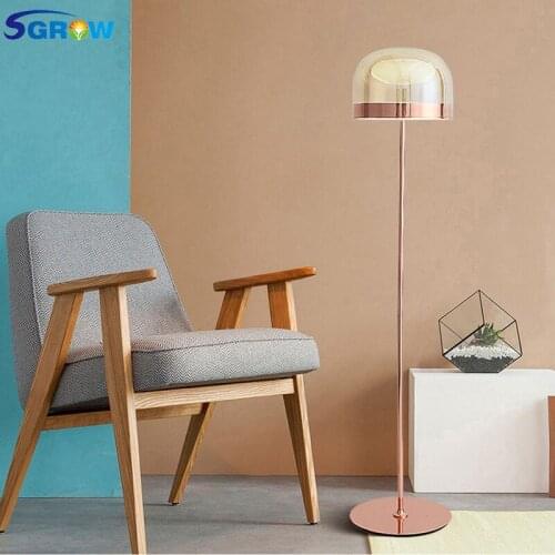 SGROW Modern Glass Lampshade Floor Lamp for Dinning Room Bedroom Living Room Restaurant Standing Lighting Fixtures Led Lampara