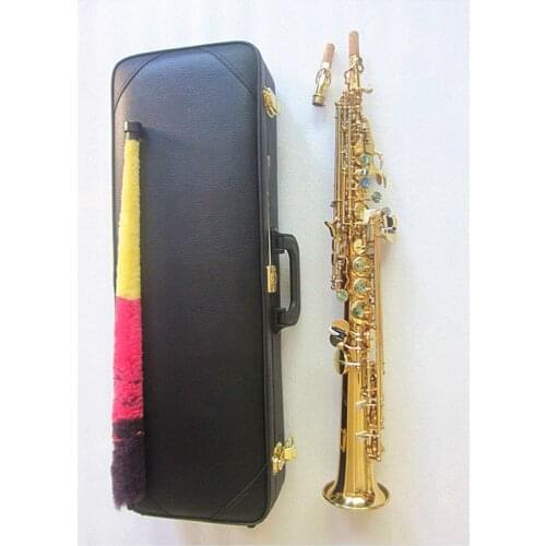 Soprano Saxophone Split Type Electrophoresis Gold B-flat Soprano Sax Woodwind Accessories With Hard Case Mouthpiece Reeds Neck