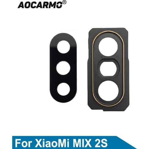 Aocarmo For XiaoMi MIX 2S Rear Back Camera Lens Glass With Sticker And Lens Frame Cover With Adhesive