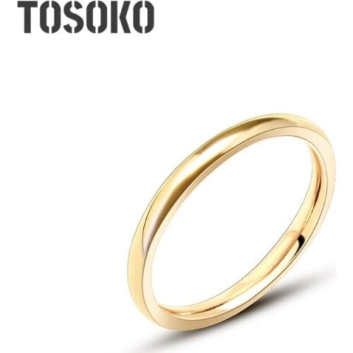 TOSOKO Stainless Steel Jewelry Light Version Simple Ring Fashion Couple Ring BSA009