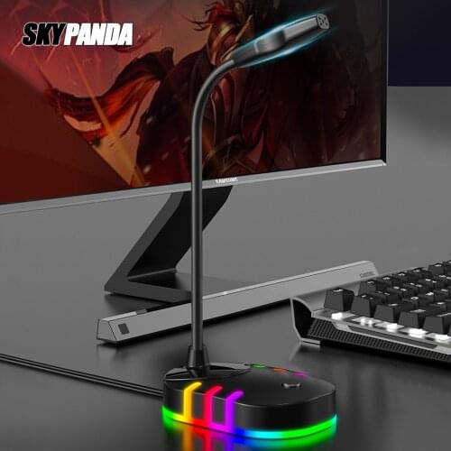 USB Microphone RGB Light-emitting Flexible Tube Free Drive HD USB Sound Card Noise Reduction Computer Microphone