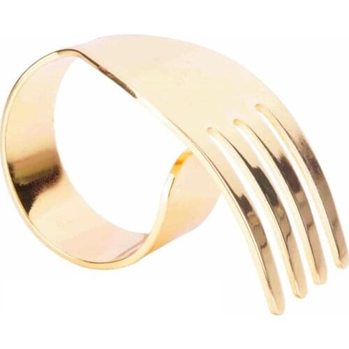 Fork Shape Napkin Rings Alloy Plating Golden Silver Napkin Holder Buckle Dining Kitchen Table Decoration Accessories ZA5802