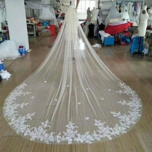 Vintage Lace Wedding Veil Bridal Veils white 、ivory Floral Vail Romantic Soft Cathedral Vails