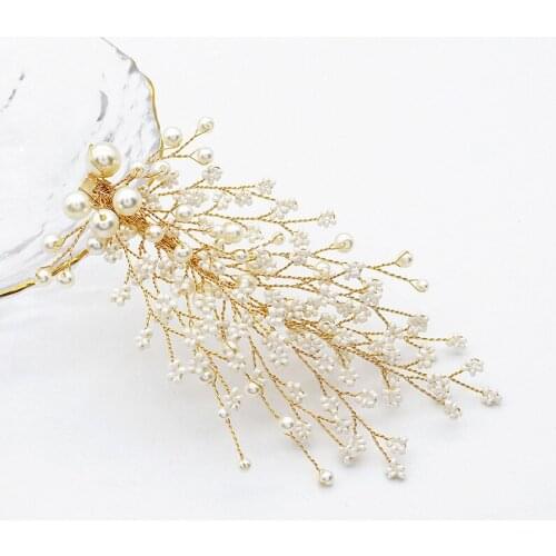 Handmade Pearl Hair Clips for Women Gold Color Hair Pins Bride Wedding Accessories Ornaments Luxury Jewelry Bridal Headpiece