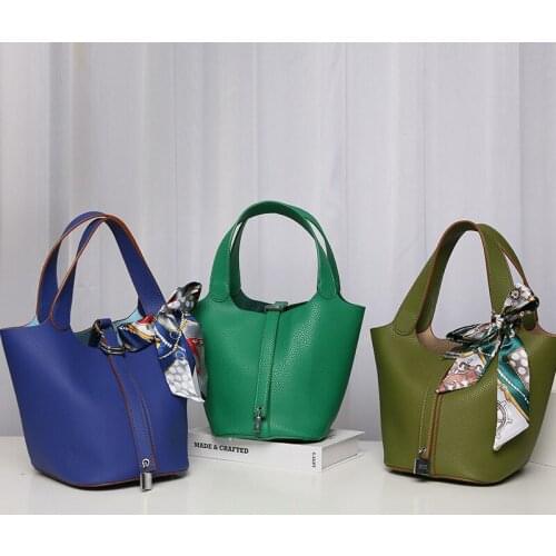 Fashion Hot Sale Lychee Pattern PU Leather Brand Design Lady Elegant Bucket Bags Women Handbag