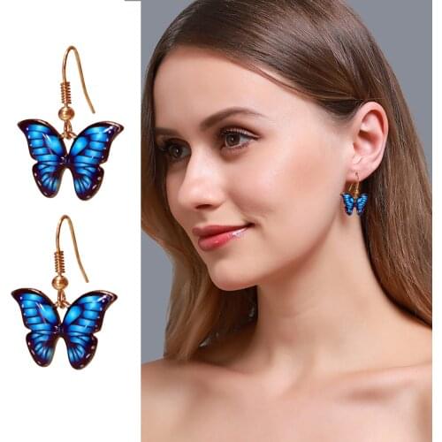 Women Girls Fashion Butterfly Hanging Dangle Earrings Prevent Allergy Exquisite Acrylic Colored Earring Jewelry Gift Серьга