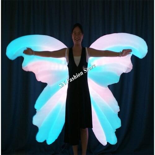 TC-185 Programmable Inflatable full color led costumes ballroom dance butterfly wings women dress light luminous colorful wears