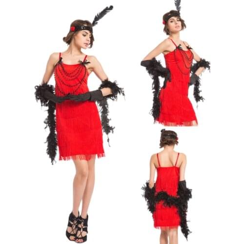 Free Shipping Party Woman Sexy Tassel Fringe Dress Flapper Girl 20s' Retro Halloween Costume