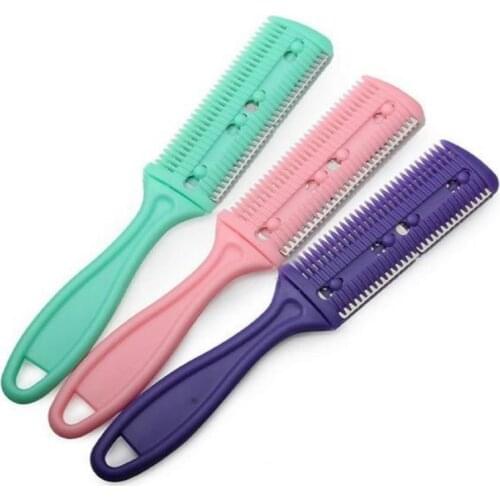 1pcs 3 Colors Hair Razor Comb Handle Hair Razor Cutting Thinning Comb Home DIY Trimmer inside with Blades Hair Brush