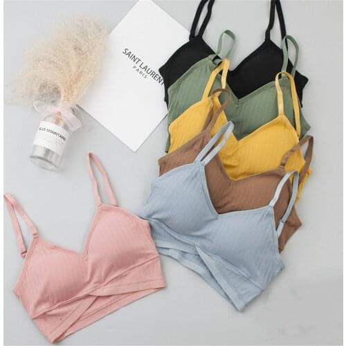 1pcs Women Wireless Bra Cotton Bralette Padded Tube Top Female Soft Tank Simple Fashion Lingerie Breathable Underwear