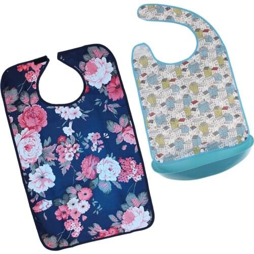2pcs Washable Reusable Mealtime Clothing Protector Bib for Senior Men Women