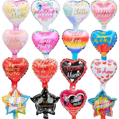 20pcs/set 10 inch Spanish Happy birthday party decorations foil globos Te Amo Mother day balloon Baby Shower Balloons