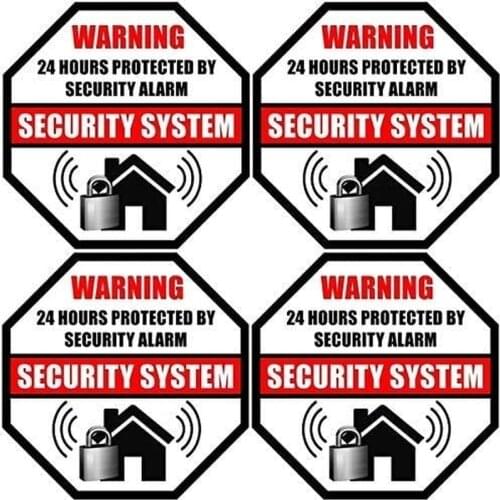 3.5" 4PCs 24 Hour Protected by Security Burglar Alarm System Stickers