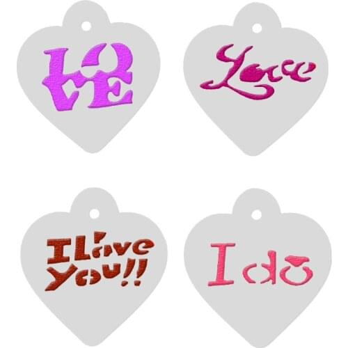 Facemile 4PCS Valentin Love You Heart Stencils Cookies Mold Biscuit Fondant Baking Tools Sugar Sieve Tubesheet Cupcake Stencil