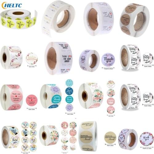 500pcs/roll Floral Thank You Sealing Posted Packaging Label Adhesive Baking Seal Sticker Gift Stickers Cartoon Decoration