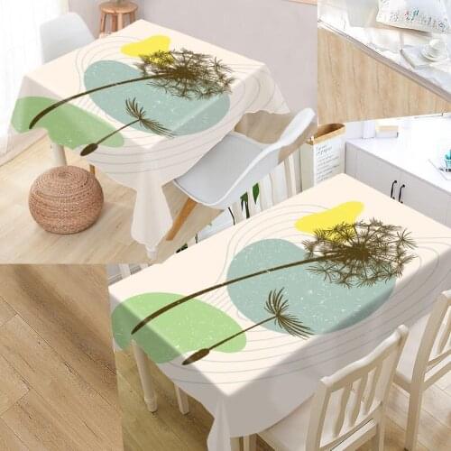 Abstract Green Leaves Tablecloth Oxford Fabric Square/Rectangular Dust-Proof Table Cover For Party Home Decor TV Covers New 0603