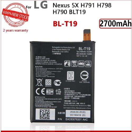 100% Original 2700mAh BL-T19 BLT19 Phone Battery For LG Nexus 5X H790 BLT19 H791 H798 Phone High quality Battery+Tracking number