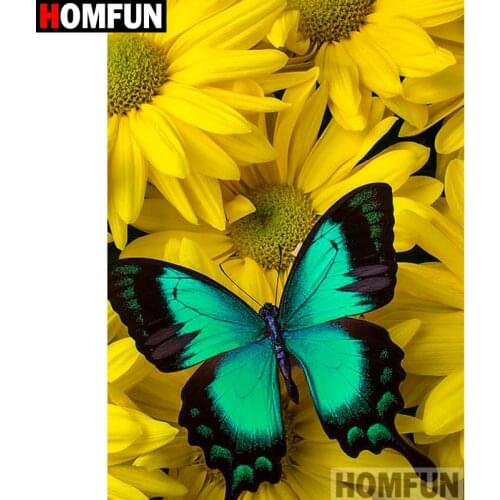 HOMFUN Full Square/Round Drill 5D DIY Diamond Painting "Flower butterfly" Embroidery Cross Stitch 3D Home Decor A10528
