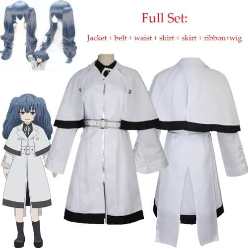Anime Tokyo Ghoul Cosplay Costumes Yonebayashi Saiko Cosplay Halloween Costumes tokyo ghoul Women 's white uniform Cloak Wig