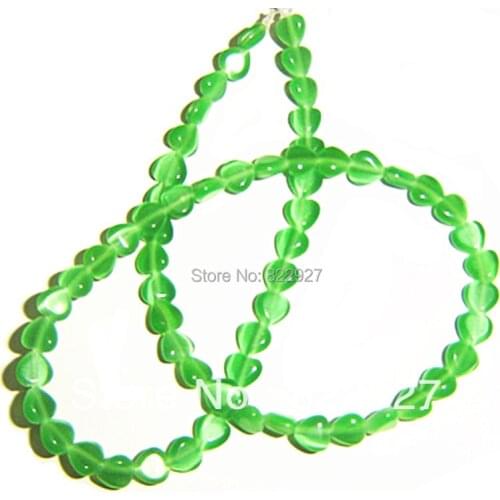 6x6mm cats eye puff heart beads green/mint/lavender/peach,1.0mm holes for jewelry use,66 pieces per strand wholesale price